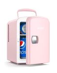 AstroAI Mini Fridge, 4 Liter/6 Can Portable Thermoelectric Cooler Refrigerators for Skincare, Beverage, Food, Home, Office and Car, ETL Listed (Pink)