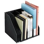 deli Collapsible Magazine File Holder/Desk Organizer for Office Organization and Storage with 3 Vertical Compartments (Dark Gray)