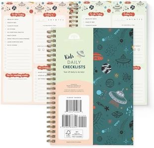 Daily Planner for Kids by Bright Day, To Do List Notepad, Agenda, To Do List Notebook, Work Planner, Daily To Do List Planner, Kids Chore Chart With Pocket 8.25 x 6.25 (Spaceships)