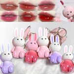 6pcs Bunny Rabbit Lip Gloss Liquid Lipsticks Set,Moisturizing Hydrating Lip Glow Oil Shine Lip Plumping Glass Waterproof Finish for Women Girls