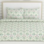 Haus & Kinder Bedsheet,100% Cotton Double Bed Bed Sheet, 186 TC Pure Cotton Bedsheet for Queen Size Bed, Cotton Double Bedsheets with 2 Pillow Covers,Green Blossom