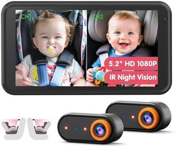 LUCKVIEW BM2 PRO Dual Baby Car Camera, 5.2" 1080P HD Display for Rear-Facing Car Seats, IR Night Vision, Anti-Shake Mount, Easy Install – Ideal for Parents with 2 Kids and Pets
