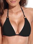 RELLECIGA Women's Black Triangle String Bikini Top Size Medium