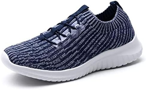 TIOSEBON Women's Lightweight Walking Shoes Comfortable Slip-On Running Sneakers Navy 12 US Wide