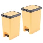 Kuber Industries Pack of 2 Dustbin for Kitchen & Home with Pedal | 6.5 Liter Hygienic Closed Dust Bin/Waste Box for Office Toilet | Under Sink Diaper Garbage Holder with Lid | Yellow & Grey