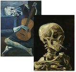 2 Pack - Van Gogh Skeleton & The Old Guitarist by Pablo Picasso Poster Print Set - Fine Art (LAMINATED, 18" x 24")