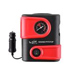 GRAND PITSTOP Electric Tire Inflator Air Compressor Pump for Car, Motorcycle, Balls and Mattress (Red)