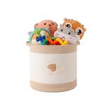 INough Toy Storage Baskets Woven Cotton Rope Storage Basket for Kids, Blanket Baskets for Living Room Toy Basket Box Toys Organizer with Embroidery Decor Cute Baskets for Nursery, Playroom (Elephant)