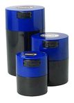 Tightvac Set of 3 - Patented Airtight Container | Multi-use Vacuum Container Works as Smell Proof Containers for Herbs and Dry Goods. Dark Blue Caps and Black Bodies