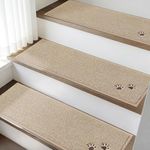 BEQHAUSE Stair Treads for Wooden Steps Non-Slip Machine Washable Carpet Stair Treads 28"X9" Soft Indoor Stair Runner for Kids Elders and Pets, 100% Polyester, 4pcs, Beige