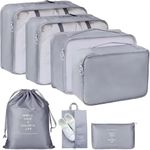 Sprqcart Polyester 7 Set Travel Organizer Bag 3 Packing Cubes + 3 Pouches + 1 Toiletry Organizer Bag (Grey, 27.99 Cm, 11 Cm)