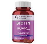 Carbamide Forte Biotin for Hair Growth Tablets |Biotin 10000 mcg tablets for hair, skin, and nails| Hair growth supplement for Men & Women | 120 Veg Hair Growth Tablets.