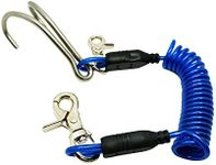 Scuba Choice Diving Stainless Steel Reef Double Hook with Spiral Coil Lanyard, Blue