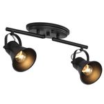 SEEBLEN 2 Light Track Lighting Ceiling, Industrial Directional Ceiling Spot Light Fixture,Black Flush Mount Ceiling Light for Kitchen, Living Room, Hallway, Bathroom, Cabinet, Etc.