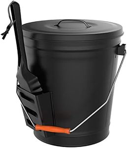 Pure Garden 50-210 4.75 Gallon Black Ash Bucket with Lid and Shovel-Essential Tools for Fireplaces, Fire Pits Wood Burning Stoves-Hearth Accessories