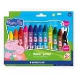 STAEDTLER Peppa Pig x Noris Junior Jumbo Wax Crayons for Large-Area Colouring - 12 Assorted Colours - for Kids Aged 2+ Years - Pack of 12, 224 C12 L1
