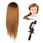 Trintion 24"-30" Salon Hairdressing Training Head Human Hair Mannequin Head Cosmetology Doll Training Model + Clamp Yellow 24"