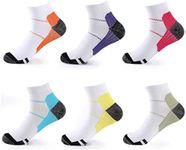 6 Pairs Compression Socks,Sports Plantar Fasciitis Arch Support Running Gym Compression Foot Socks for Men and Women, color #1, L-XL