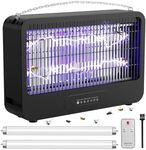 FethFire Fly Zapper Indoor and Outdoor,4000V Fly Killer Electric,Double-Sided Grid Bug Zapper with Remote & Timing Function & 2 Replacement Bulbs,20W UV Insect Killer for Kitchen,Room,Office(BLACK)
