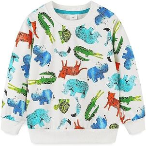 Bumeex Toddler Kids Boy Sweatshirt Sweater Clothes Fall Winter Crewneck Long Sleeve Shirt Top Clothing Outfit White Elepant and Tigger 3t