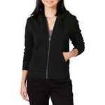 Amazon Essentials Women's Sherpa-Lined Fleece Full-Zip Hooded Jacket (Available in Plus Sizes), Black, M