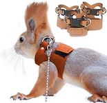 3 Pack Squirrel Harness and Leash Set - Adjustable Traction Rope Strap Anti-Biting Chain,Small Animal Training Walking Vest Leash for Squirrel Gerbil Chinchilla Rat (3 Pack (S/M/L),Brown)