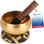 Relaehih Tibetan Singing Bowls Set-Hand-hammered in Nepal Sound Bowl for Meditation, Yoga, Chakra, Meditation Accessories, Unique Gifts for Women, Men (Black, 3.15 inch)