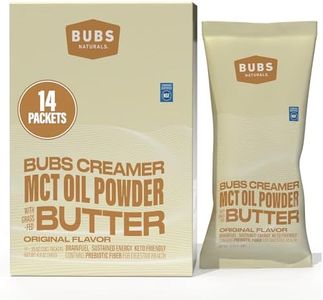 BUBS Naturals Halo MCT Oil Powder, 10g Travel Packets Functional Keto Coffee Creamer with MCT Oil & Grass-Fed Butter Unflavored Powder, Includes 14 Packets