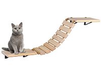 Purife Handcrafted Wall Mounted Cat Shelves, Cat Wall Furniture Set, Cat Wall Bridge Shelf & Perch, Cat Climbing Wall Steps Ladder Cat Hammock Bed