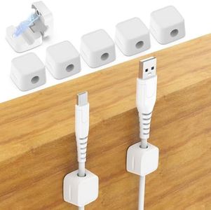 Bigqin Cable Holder Clips 8 Pack Magnetic Cable Clips Self Adhesive USB Charger Cable Organizer Wire Cord Management for Office & Home Wall Desktop Car (White)