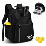 Pickleball Bags, 30L Deluxe Waterproof Pickleball Backpack with Shoe Compartment for Men Women Pickle Ball Gift Accessories for Pickball Lovers (Black)