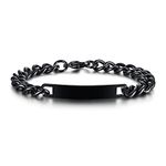 VNOX 7mm Personalized Bracelets Couple Link Bracelets Personalized Engraved Couple Bracelets BFF Brother Sisters Bracelets Family Bracelets,Black