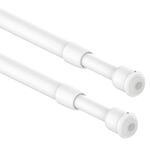 2Pcs Small Net Curtain Rods Extendable, Tension Rod Wardrobe, Curtain Rods White for Cupboard, Windows, Bookshelf (30-50CM/11.81-19.69 Inch,White,Diameter: 10mm/7.8mm)