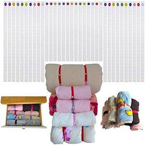 XIWUMOER,100Pcs Elastic Band with Button & Buttonholes, Stretchable, Adjustable Roll-up Clothes Storage Band, Lazy Folding Storage Strap,Clothes Organization System for Bed Sheet,Bath Tower