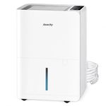 AEOCKY 50 Pint/Day Compressor Dehumidifier, 3500Sq.Ft for Basement, Home, Bedroom, Bathroom, with Drain Hose, 0.8 Gallon Water Tank Capacity, Intelligent Humidistat, Quiet