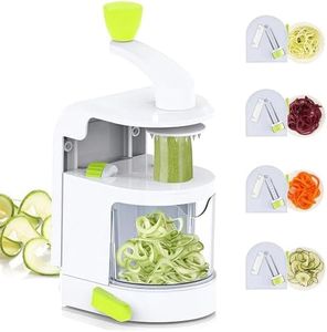 Spiralizer Vegetable Slicer (4-in-1 Rotary Blade) Vegetable Spiralizer with Powerful Suction Cup, Multipurpose Vegetable Slicer. Zucchini Pasta Machine, Manual spiralizer Pasta Machine