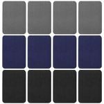 Gjinxi 12Pcs Fabric Repair Patches, 4 x 3 Inches Cotton Iron on Patches for Clothing Inside & Outside Repair, Fabric Patches Iron on for Denim Jean Clothes Repair Decorating Kit (Black, Blue, Grey)