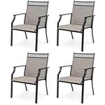 Giantex Patio Chairs Set of 4, Outdoor Chairs with All Weather Fabric, High Backrest, Armrests, Heavy Duty Metal Armchair, Outside Dining Chairs for Porch Lawn Garden Yard Pool