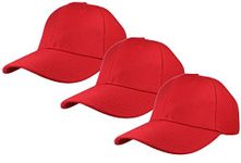 Gelante Plain Baseball Cap Adjustable Back Strap 3 PC, Red, One Size