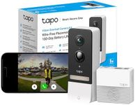 Tapo 2K 5MP Smart Wireless Security Camera Doorbell, Battery-Powered WiFi doorbell Camera, Two-Way Talk, IP64, Colour Night Vision, Cloud &Local Storage, Works with Alexa & Google Home, (Tapo D230S1)