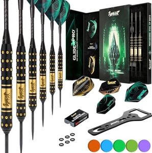 IgnatGames Steel Tip Darts Set - Professional Darts with Aluminum Shafts, Rubber O'Rings, and Extra Flights + Dart Sharpener + Innovative Case + Darts Guide
