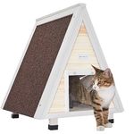 Petsfit Outdoor Cat House for Feral Kitties Weatherproof, Wood Cat Shelter with Escape Door