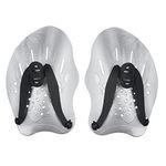 HacoFlash Swim Paddles Hand, Swim Paddles for Lap Swimming - Swim Hand Paddles with Adjustable Straps, Swimming Equipment for Women Men Children (1 Pair, Silver)