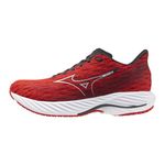 Mizuno Men's Wave Rider 28 Running Shoe, High Risk Red-White, 14