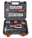 BUILDSKILL Hand Tool Kit for Home Use | 18 Pieces | 3M Auto Measuring Tape, 5M Electrical tape, CRV bits, CRV Screwdriver, 8-Oz Hammer, Allen Keys, etc | Basic Toolkit for home- DIY | 6 Month Warranty