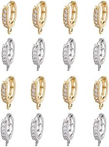 Pandahall Brass Cubic Zirconia Hoop Earrings Round Lever Back Earring Components Findings for Women Tiny Cartilage Huggie Hoop Earrings Crystal Ear Cuff Earrings, 15x2.5x13.5mm, Brass Crystal Metal Platinum