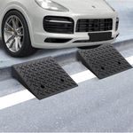 Rubber Curb Ramp, 20"*20"*7.9" Threshold Ramp, Heavy Duty 6800Lbs Capacity Driveway Curb Ramp, 2 PCS Portable Shed Ramps for Low Cars Vehicle Motorcycle Wheelchairs Bikes (20 * 20 * 7.9 Inch)