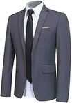 YFFUSHI Men' Slim Fit Casual Blazer One Button Lightweight Suit Jacket Business Party Sport Coat Gray