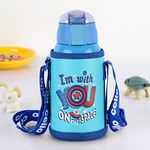 CELLO KIDO Hot & Cold Stainless Steel Kids Water Bottle | Double Wall Vaccum Insulation Flask |One Click Push Button to Open | Ideal for School, Sports, Picnics | 500ml, Blue