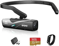 Ordro EP8 4K Head-Mounted Video Camera, Ultra HD 4K 60FPS Camcorder Vlog Hands Free Wearable Camera, Has 2-Axis Gimbal Video Stabilizer, Wi-Fi APP, Auto Focus with Remote Control，64G Micro Card